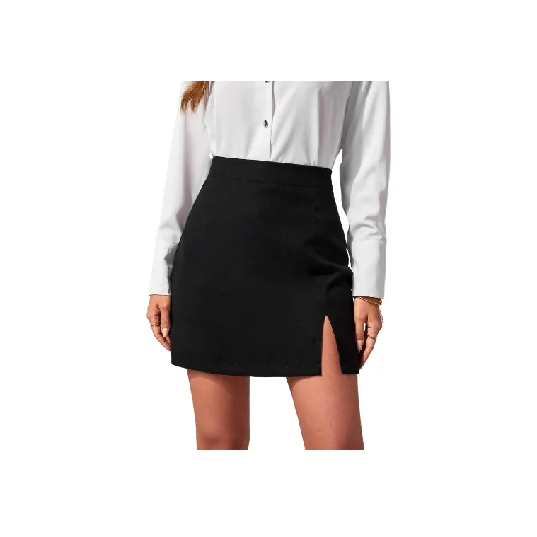 Elegant Plain Polyester Casual Skirt Women