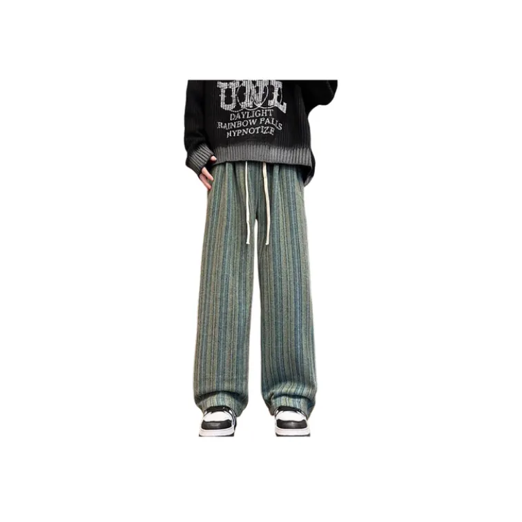 Striped Woolen Wide Leg Pants