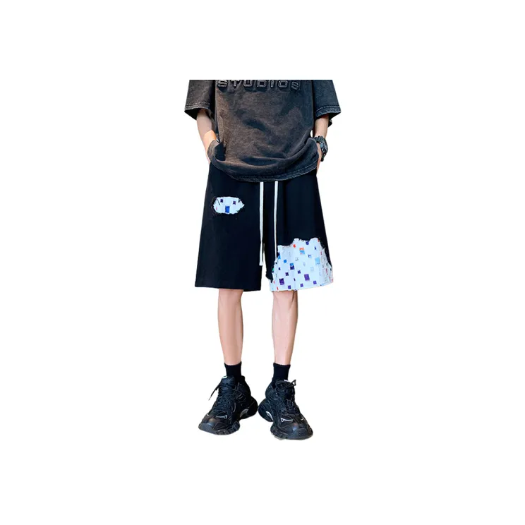 Blue Splicing Sports Shorts