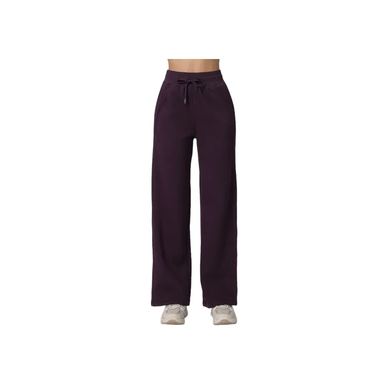 Loose Straight Leg Brushed Fabric Casual Pants Women
