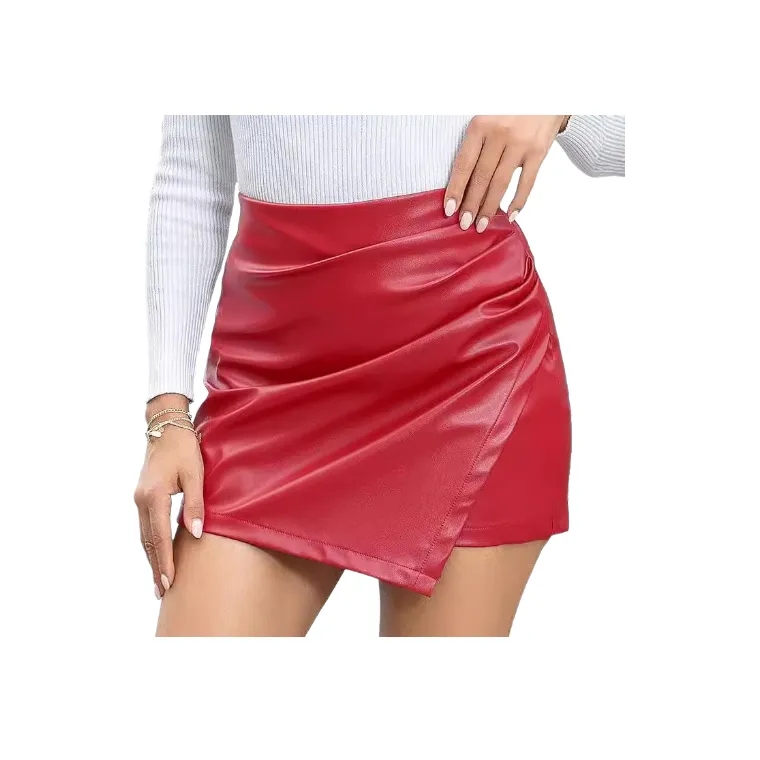 Casual Loose Polyester Leather Skirt Women