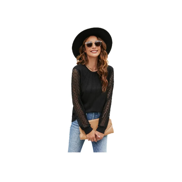 Casual Loose Waffle Checks T Shirt Women