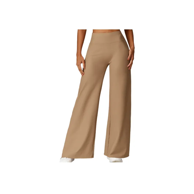 Casual Plain  Nylon Spandex Rib Knit Fabric Sports Pants Women