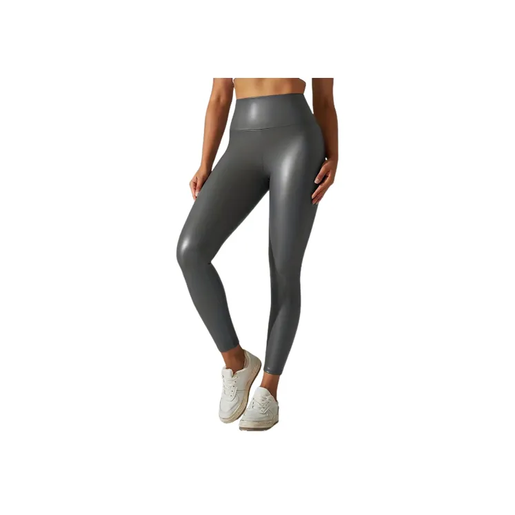 Sexy Plain Polyester Leather Pants Women