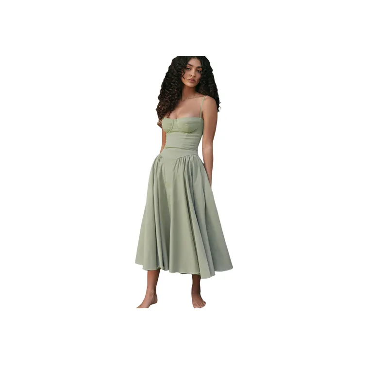 Elegant Plain Polyester Dress Women