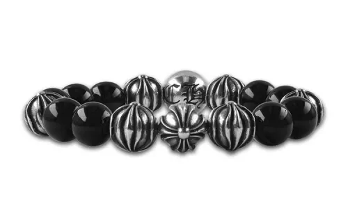 Chrome Hearts Obsidian Beaded Bracelets Unisex Black