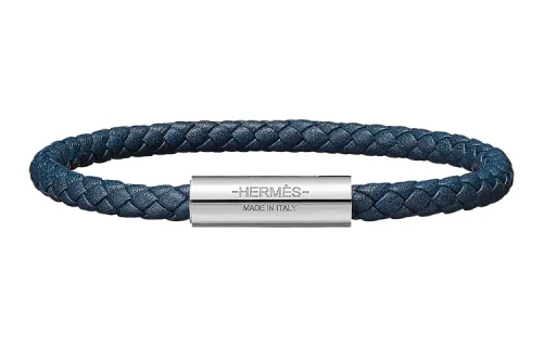 HERMES Calfskin Wristbands Unisex Blue