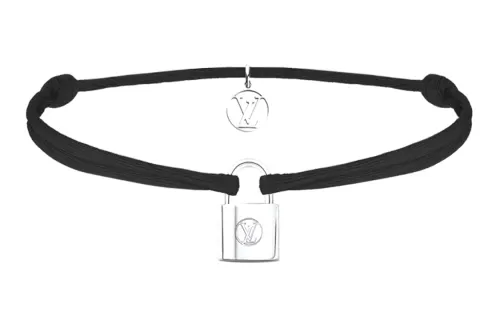 LOUIS VUITTON Rope Bracelets Men's Silver Black