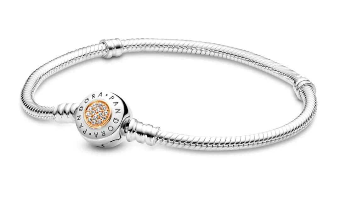 Pandora Moments Sterling Silver Signature Bracelet With 14K Gold Clasp