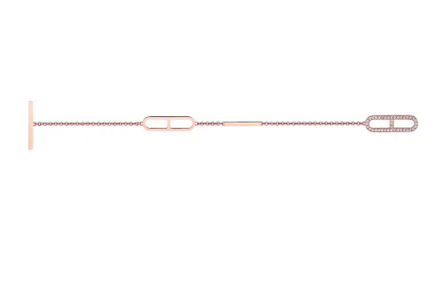 HERMES 18K Rose Gold Rhinestone Embellished Bracelets Women's