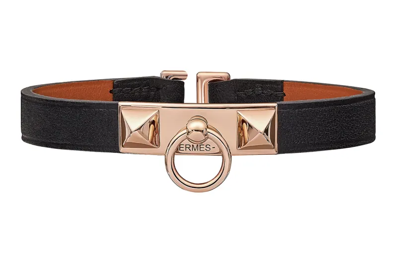 HERMES Rivale Cow Leather Wristbands Women's