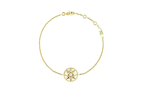 Christian DIOR Pre Owned 2010s 18kt Yellow Gold Rose Des Vents Diamond And Mother of pearl Bracelet