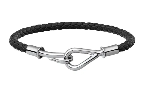 HERMES Calfskin Bracelets Unisex Black