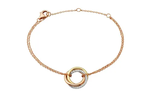 CARTIER Trinity Series 18K Gold Diamond Bracelets Unisex Multicolor