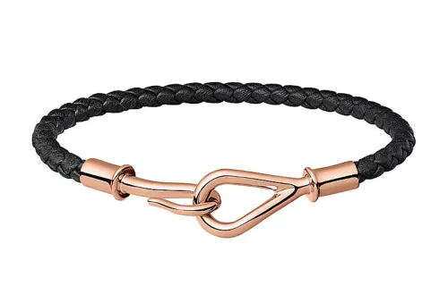 HERMES Jumbo Calfskin/Rose Gold Tone Plated Wristbands Unisex