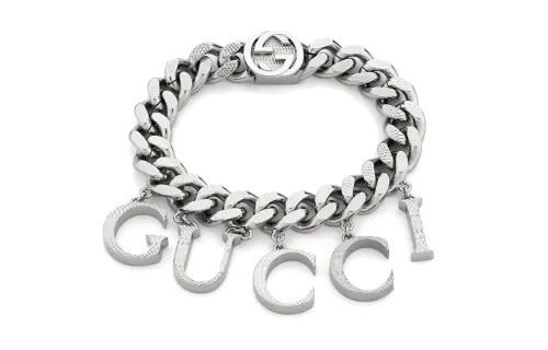 GUCCI Palladium Plated Finish Metal Bracelets Unisex