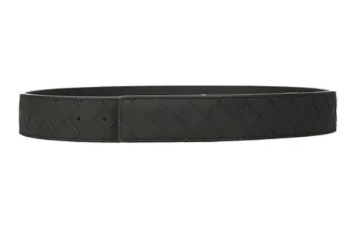Bottega Veneta Woven Leather Belts Men's Gray Width 3.5cm