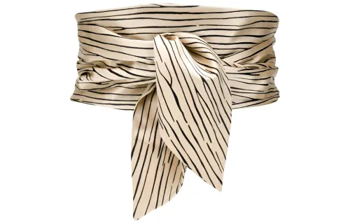 Balenciaga Stripes Silk Belts Unisex Beige/Black