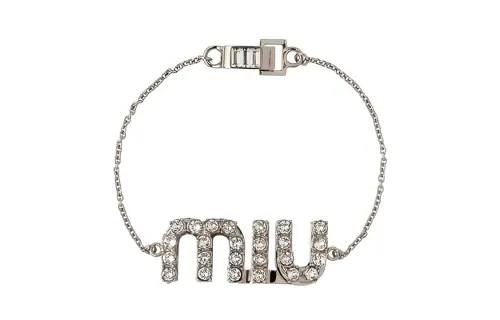 Miu Miu crystal-embellished logo bracelet