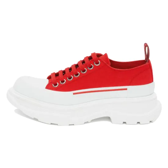 Alexander McQueen Tread Slick Low Lace Up White Red