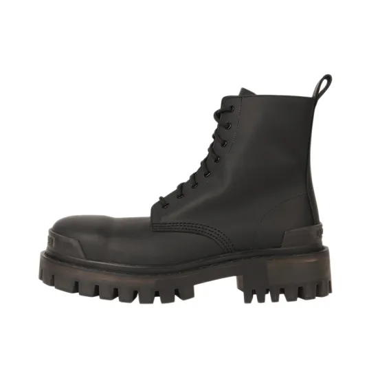 Balenciaga Strike 20mm Boots Black Rubber Effect Calfskin Women's