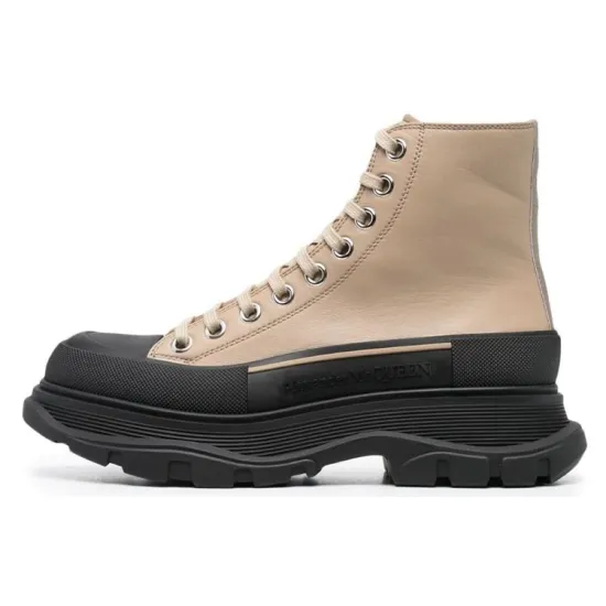Alexander McQueen Tread Slick High 'Taupe Black Leather' Women's