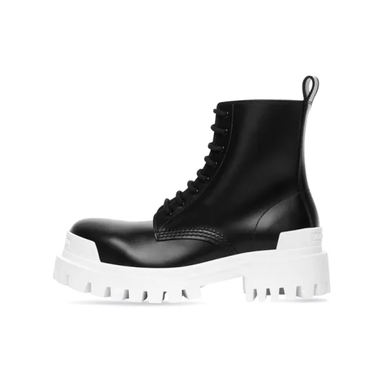 Balenciaga Strike Lace-Up Boot Black White