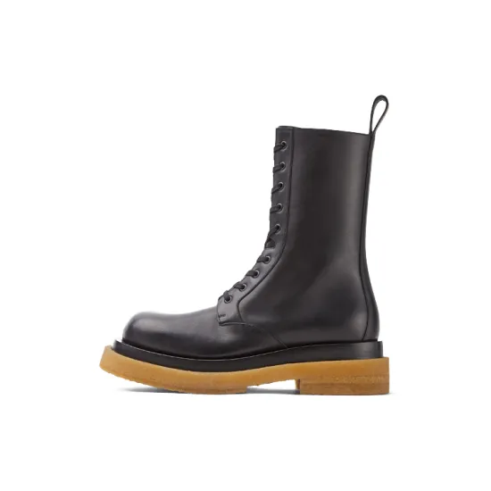 Bottega Veneta Military Calf Lace Up Boot Black
