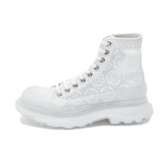 Alexander McQueen Tread Slick Lace Up High Boots 'White Transparent' Women's