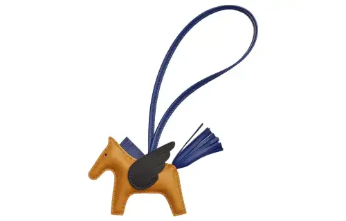 HERMES Cow Leather Charms Unisex Brown/Blue