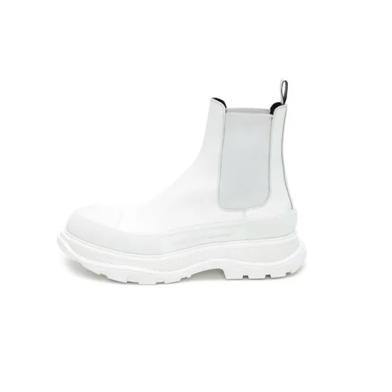 Alexander McQueen Tread Slick Chelsea Boot Leather Triple White Women's