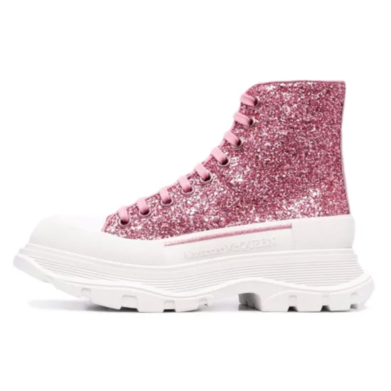 Alexander McQueen Tread Slick Glitter High-Top 'Pink White' Women's
