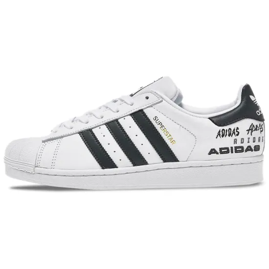 Adidas Originals Superstar Series Skateboard Shoes Women's Low-top Black/White/Gold