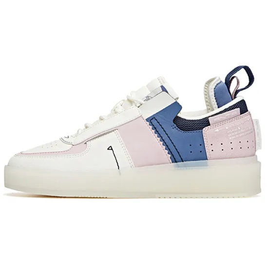 ANTA Skateboard Shoes Women's Low-Top Ivory White/Gray Purple/Dusty Blue