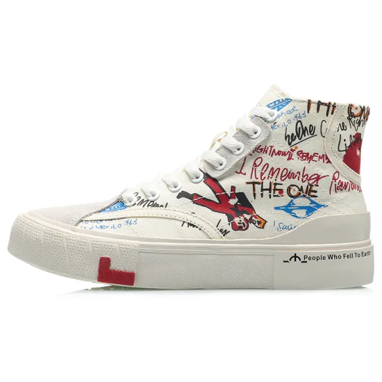 LINING CF Skateboard Shoes Men High-Top White/Red