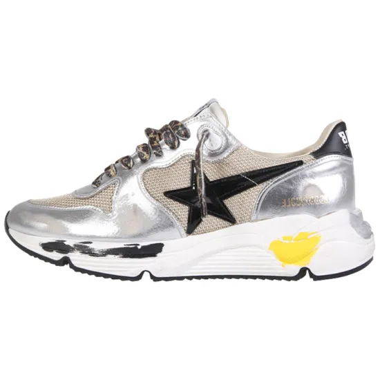 Golden Goose Running Sole Silver Beige Black White