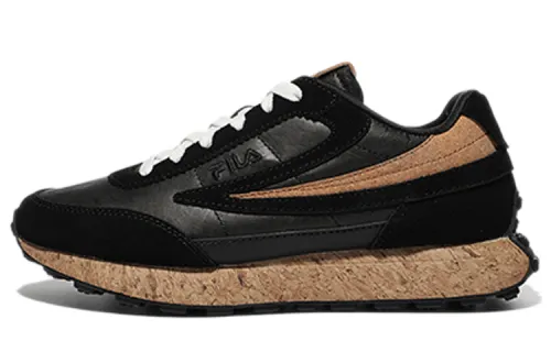 FILA Split Suede Low top Running Shoes Unisex Black Brown Korean Style