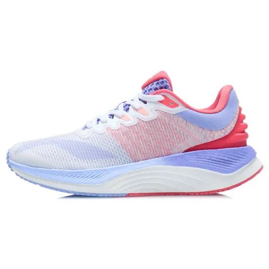 LINING YueYing Running Shoes Women's Low-Top Standard White/Bright Orange Red/Light Iris Purple