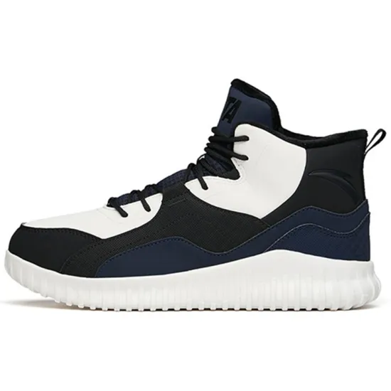 ANTA Casual Shoes Men Mid-Top Black Ivory White/Dark Blue