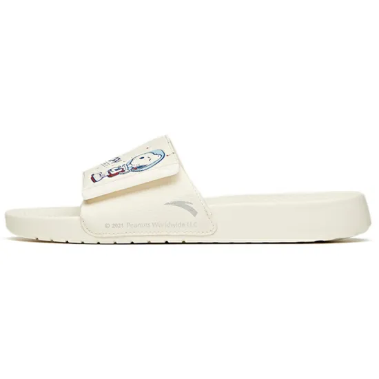 Snoopy X ANTA Life Collection Slide Slippers Men Ivory White/Mountain Blue/Red