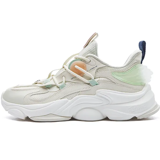 Erke Casual Shoes Women's Low-Top Ivory/Light Cool Green