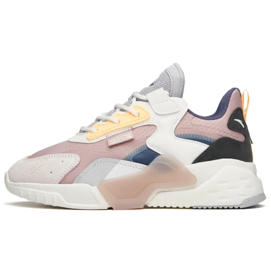 ANTA Rubik's Cube Casual Shoes Women's Low-Top White Gray/Pink