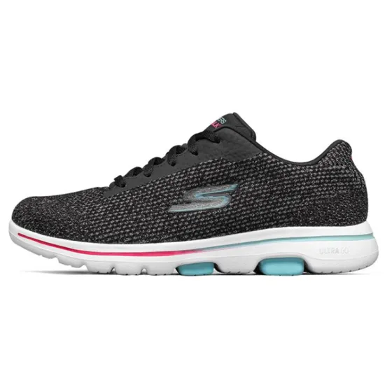 Skechers Go Walk 5 Sports Shoes Black/White/Green Women's
