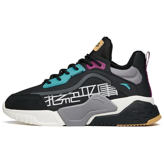 ANTA Casual Shoes Men Low-Top Black/Sandstorm Gray/Sky Blue