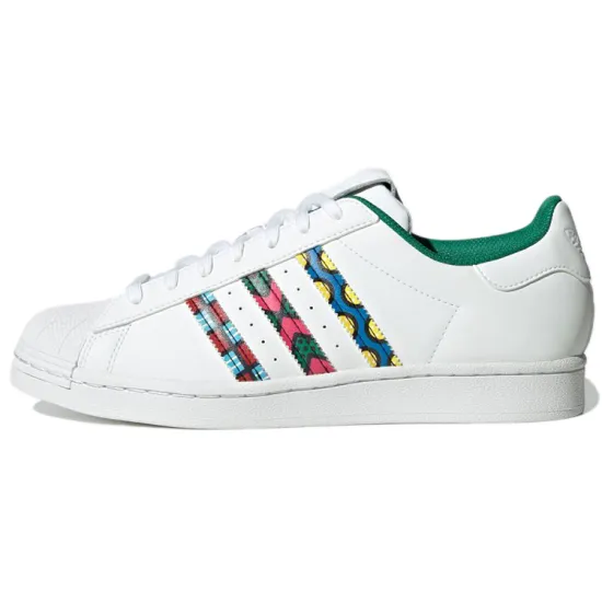 adidas originals Superstar Series Skateboarding Shoes Unisex Low-top White/Green/Blue