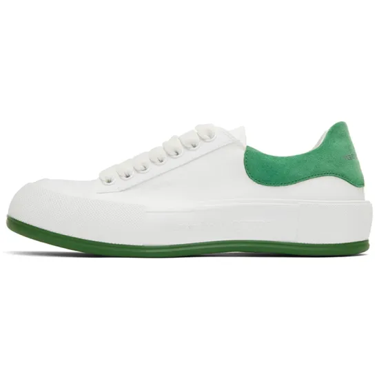 Alexander McQueen Deck Skate Plimsoll Lace Up 'White Green Suede'