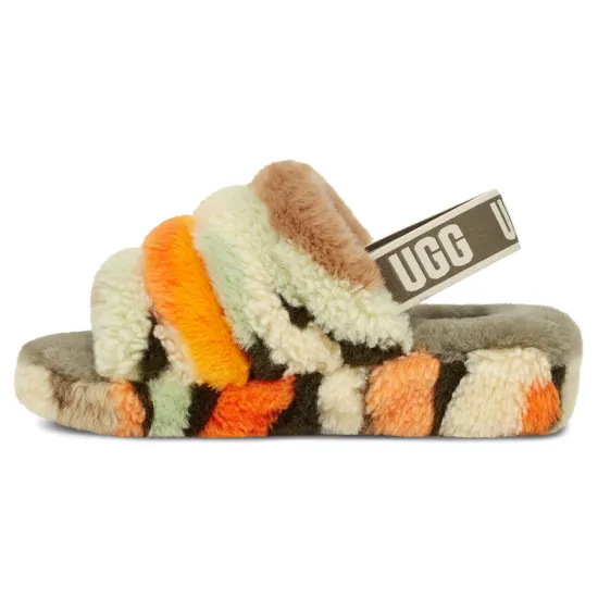 UGG Fluff Yeah Cali Collage Slide Olive Women's