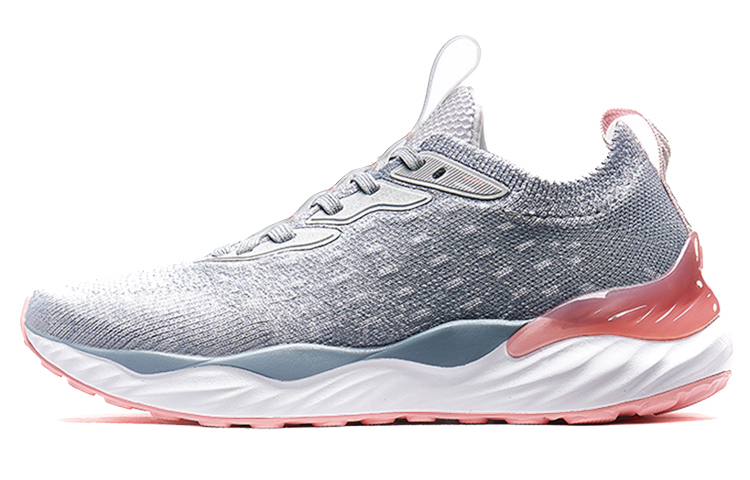 Xtep Hydrogen Wind·Xtep Cloud One-piece Knitted Sock Cover Sports Breathable Low-top Running Shoes Women's Gray Red
