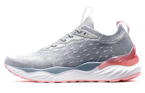 Xtep Hydrogen Wind·Xtep Cloud One-piece Knitted Sock Cover Sports Breathable Low-top Running Shoes Women's Gray Red