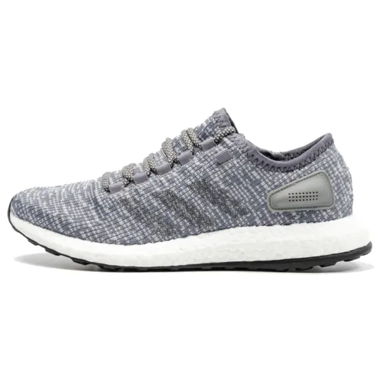 Adidas Pure Boost 2017 Cushioned Slip Resistant Abrasion Resistant Low Top Running Shoes Unisex Gray White